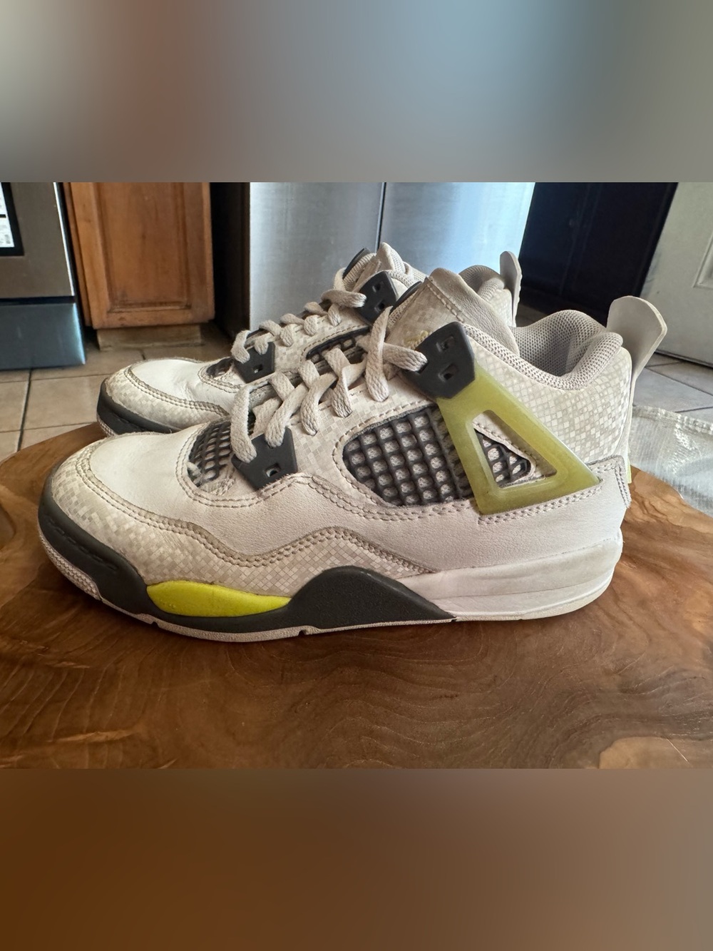 Jordan Kids White and Lime Accent Sneakers - Picture 4 of 9